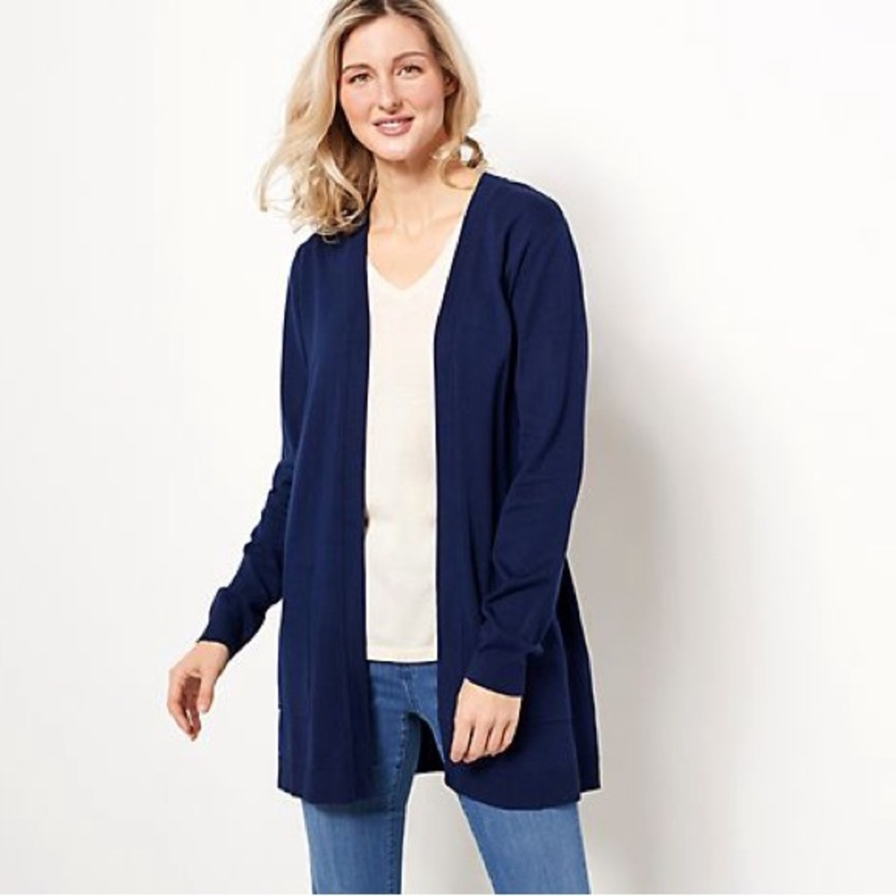 Belle by Kim Gravel Feather Knit Long Cardigan with Pockets size 1X